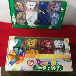 Ty Decade Jingle Beanies Plush Toy Sets Lot of 2 Christmas Ornaments 2001-2002